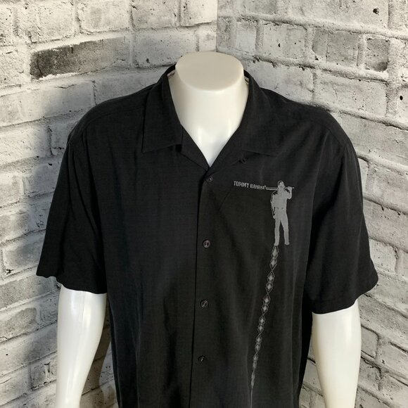 Tommy Bahama Baseball San Francisco Giants Button Up Shirt Mens XL Black Silk - Picture 2 of 11